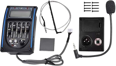 Bnineteenteam 5 Band Preamp EQ Piezo Pickup with Microphone, Simple Digital Tuner Pickup for Acoustic and Electric Guitar Pickup