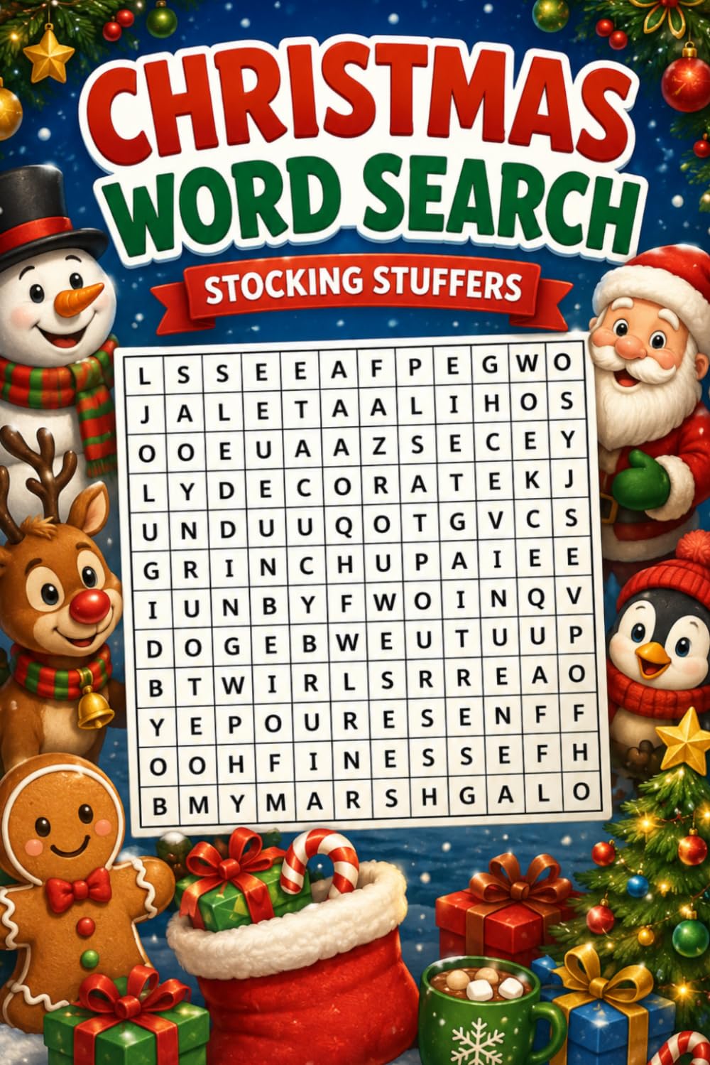 Stocking Stuffers: Christmas Word Search: 100 Large Print Holiday Puzzles with Festive Gift Patterns and Solutions