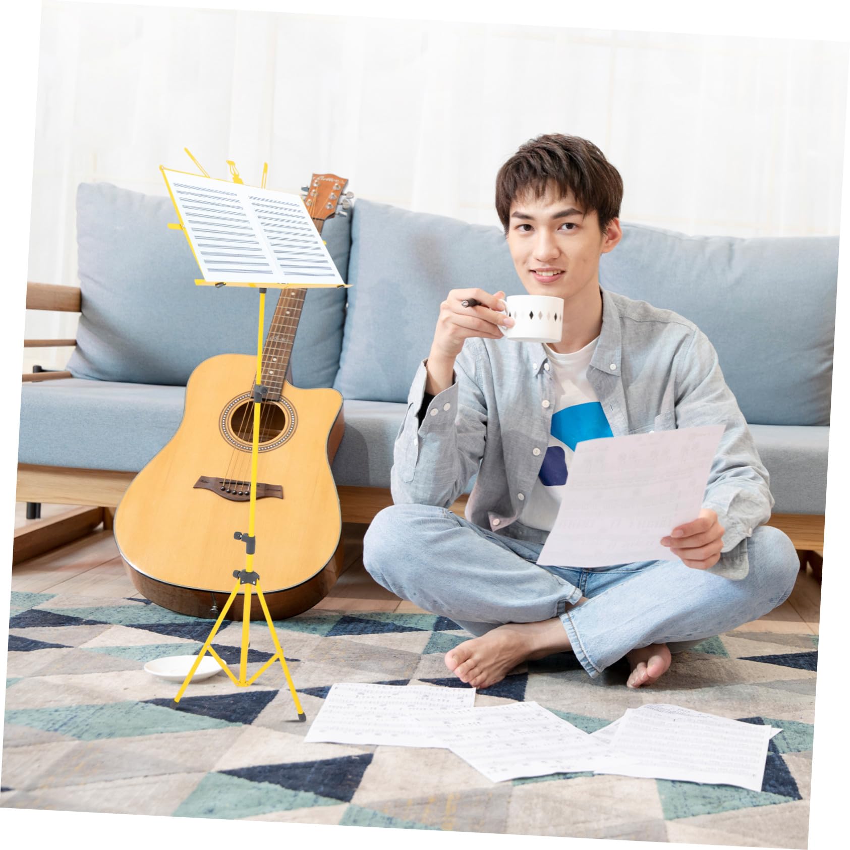 Support De Pupitre Réglable Et Pliable Pour Guitare Accessoire Portable Et Pliable Pour Livre De Chansons Trépied Pour Musique Accessoires Pour Pupitre De Bureau Jaune