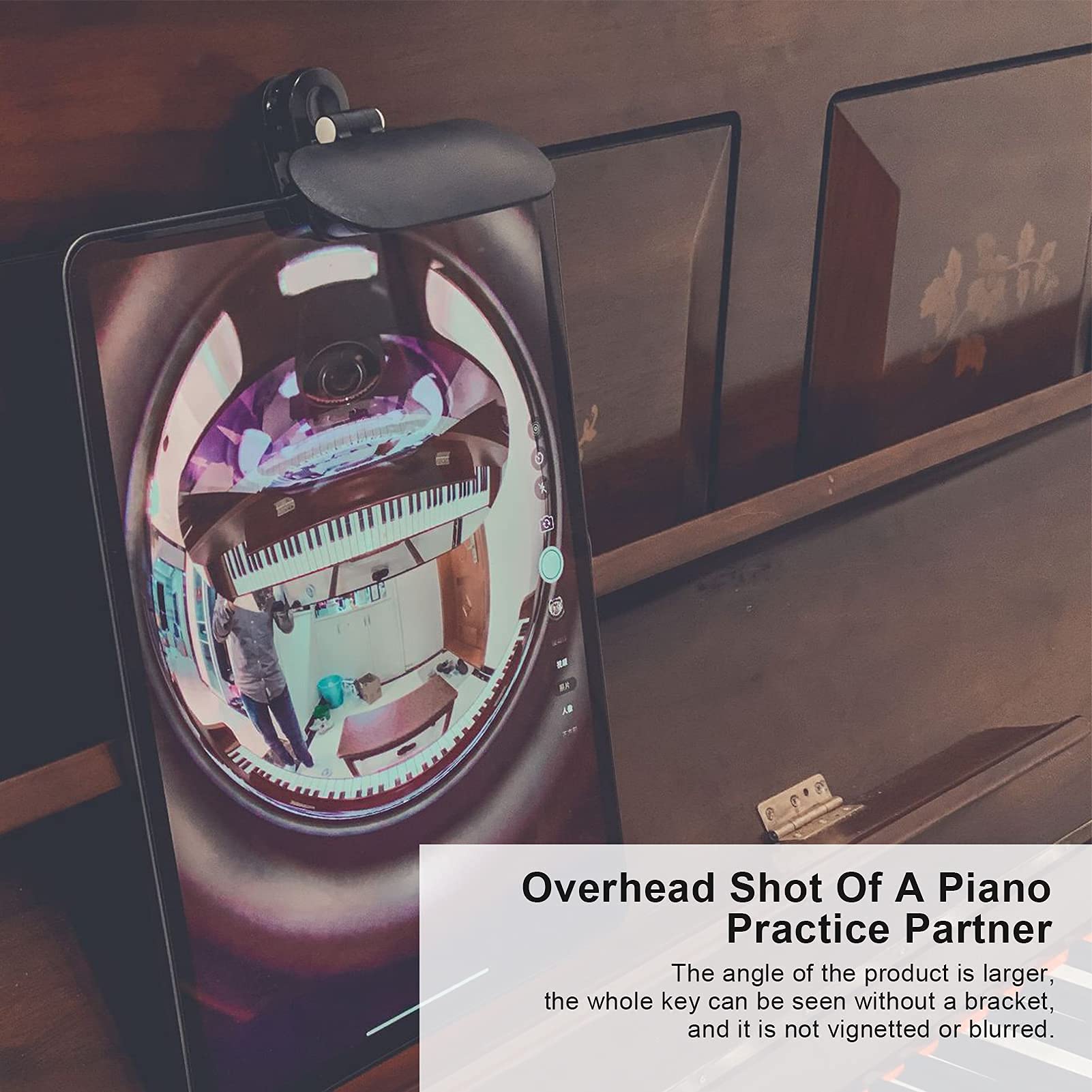 Obiettivo di Classe Online Obiettivo Fisheye a Clip Obiettivo Grandangolare Dedicato per L'insegnamento del Pianoforte con Effetto Video Mirroring dello Schermo a Doppia Divisione