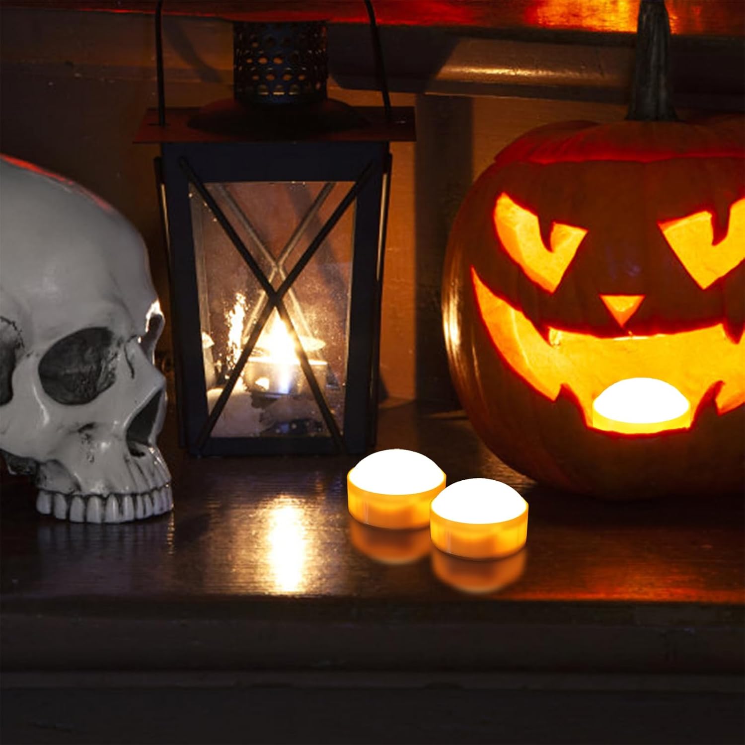 6 Pack Halloween Pumpkin Lights with Remote and Timer, Bright Flickering Battery Operated LED Light Flameless Candle Set for Pumpkin Décor Jack-O-Lantern Halloween Party Home Decorations, Orange Color