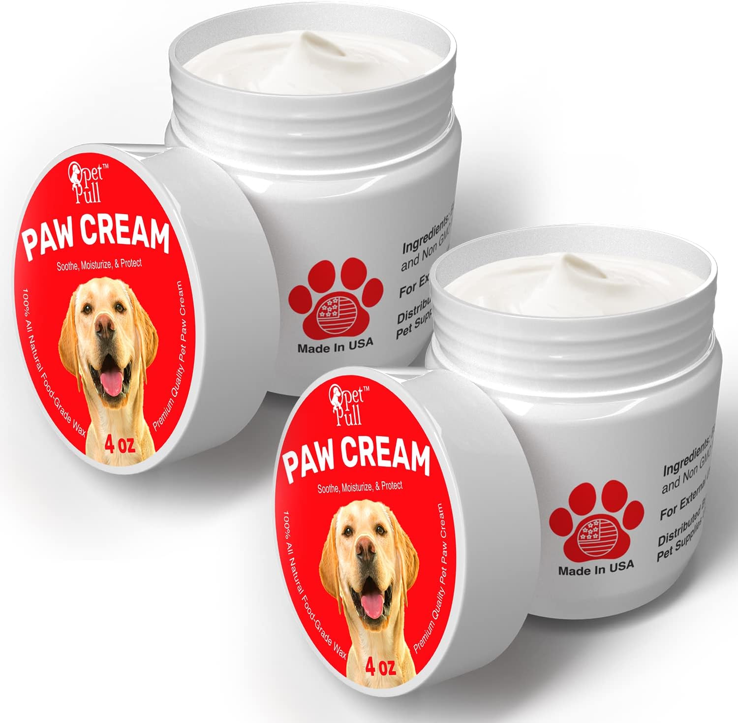 PET PULL Paw Cream - 2 PK - Dog Paw Protector for Heat, Cold & Rough Surfaces - Paw Moisturizer Balm with Natural Waxes & Oils - Puppy…