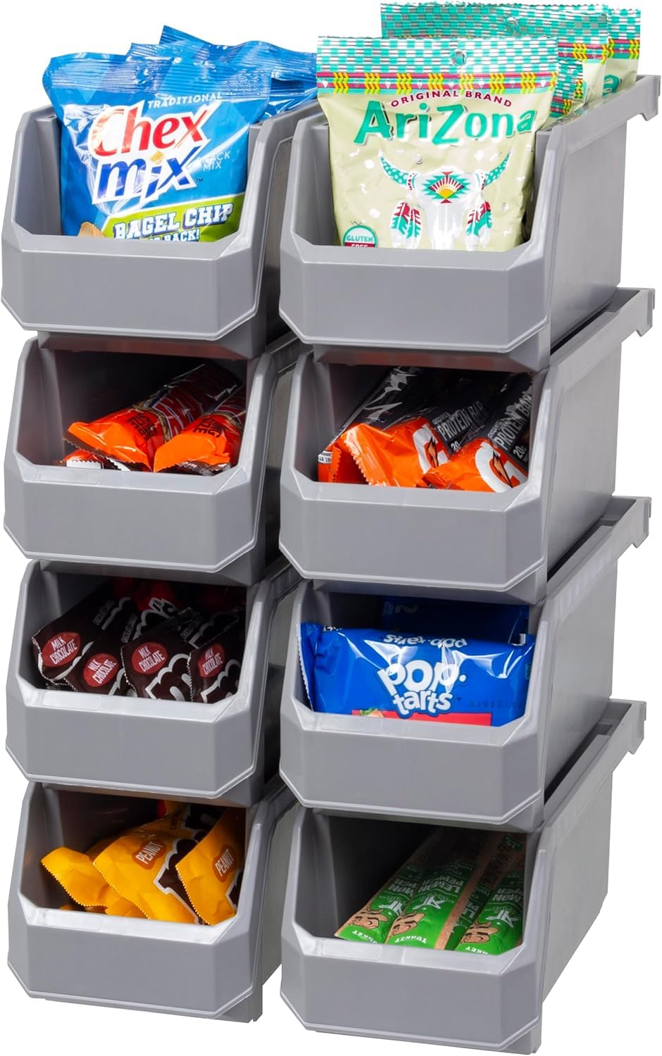 ReadySpace Plastic Containers for Organizing and Storage Bins for Closet, Kitchen, Office, Toys, or Pantry Organization, Medium, 8-Pack, Grey — image 1