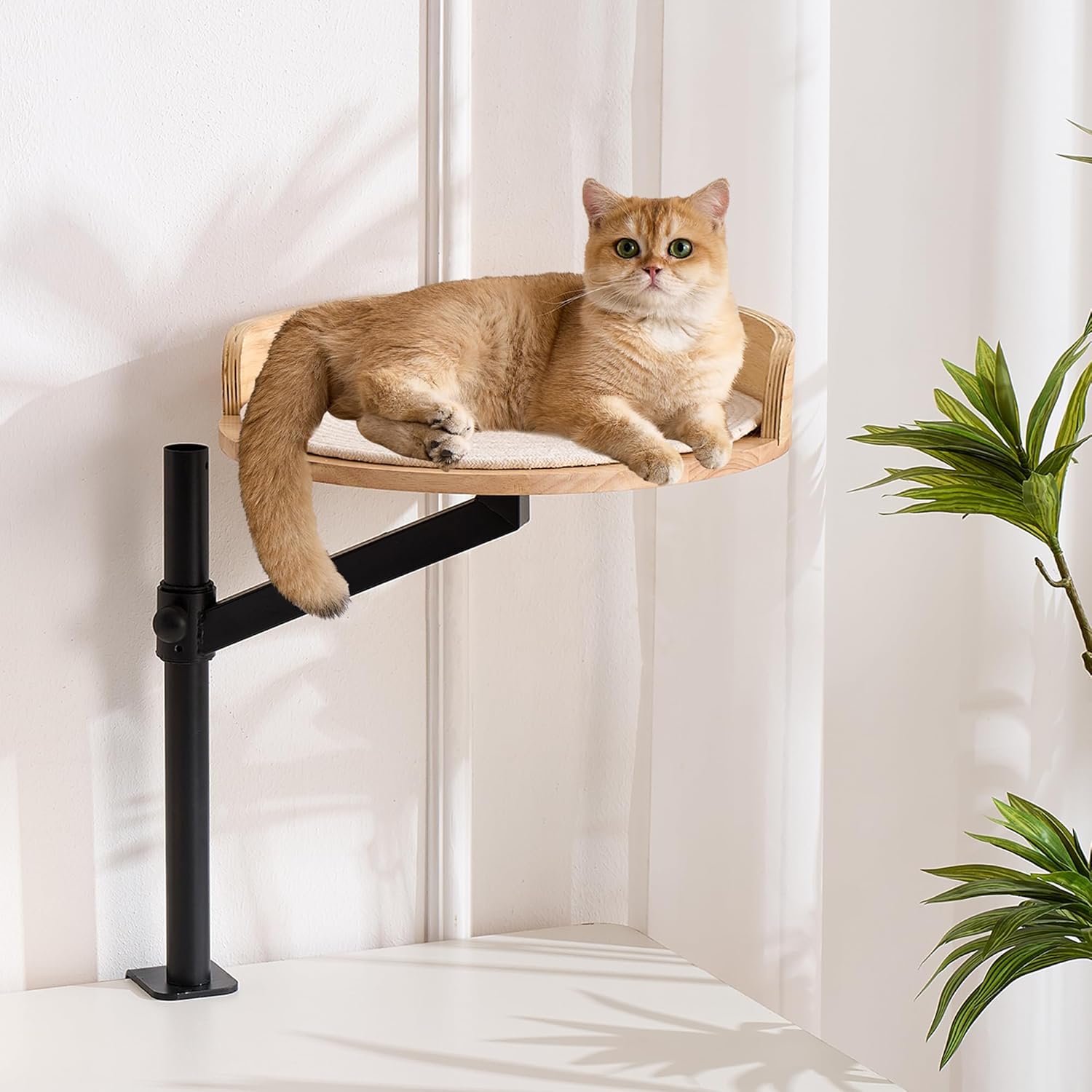 Cat Desk Bed for Indoor, 15.75" Modern Cat Bed for Desk with Mat 360° Rotating & Height Adjustable, Supports up to 22kg/48.5 lb, Furniture for Office and Gaming Tables 1 layer