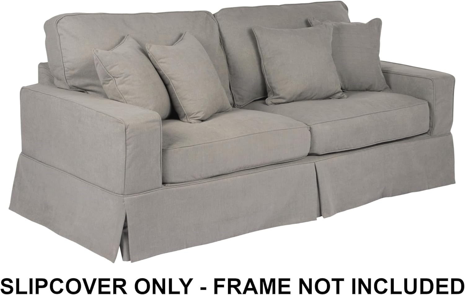 Sunset Trading Americana Replacement Slipcover Only for Box Cushion Track Arm Sofa | Performance Fabric Washable Water-Resistant Stain-Proof | Gray