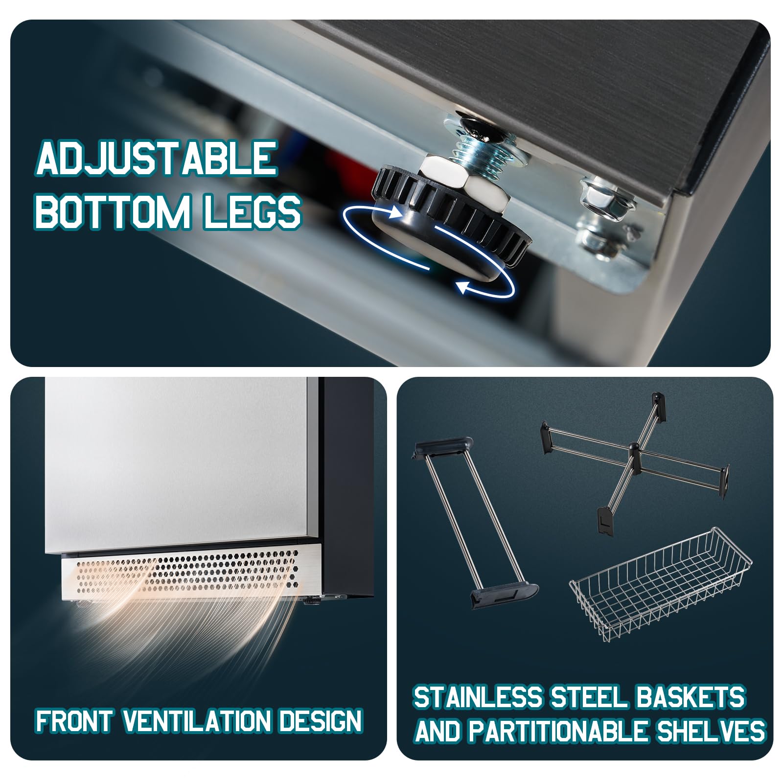 Albott 24 Inch Under Counter Drawer Fridge – Stainless Steel Beverage Refrigerator With Dual Drawers, LED Touch Control, Adjustable Storage, Frost-Free, Low Noise, 34-72℉, For Indoor Or Outdoor Use on Fridge.com - View 5