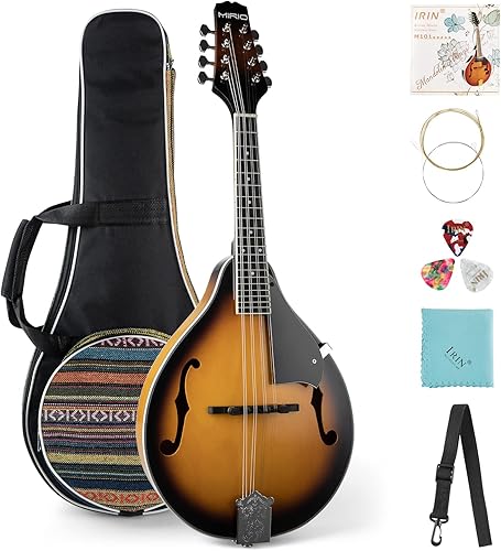 Miniatura 1 de Kit de instrumentos de mandolina, instrumento musical de mandolinas estilo A para adultos principiantes, 8 cuerdas mandolina acústica con afinador,