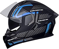 Vista 7 de Cascos de motocicleta modulares de cara completa, Casco de motocicleta de cara completa con certificación DOT, con visor abatible dual, para Rojo