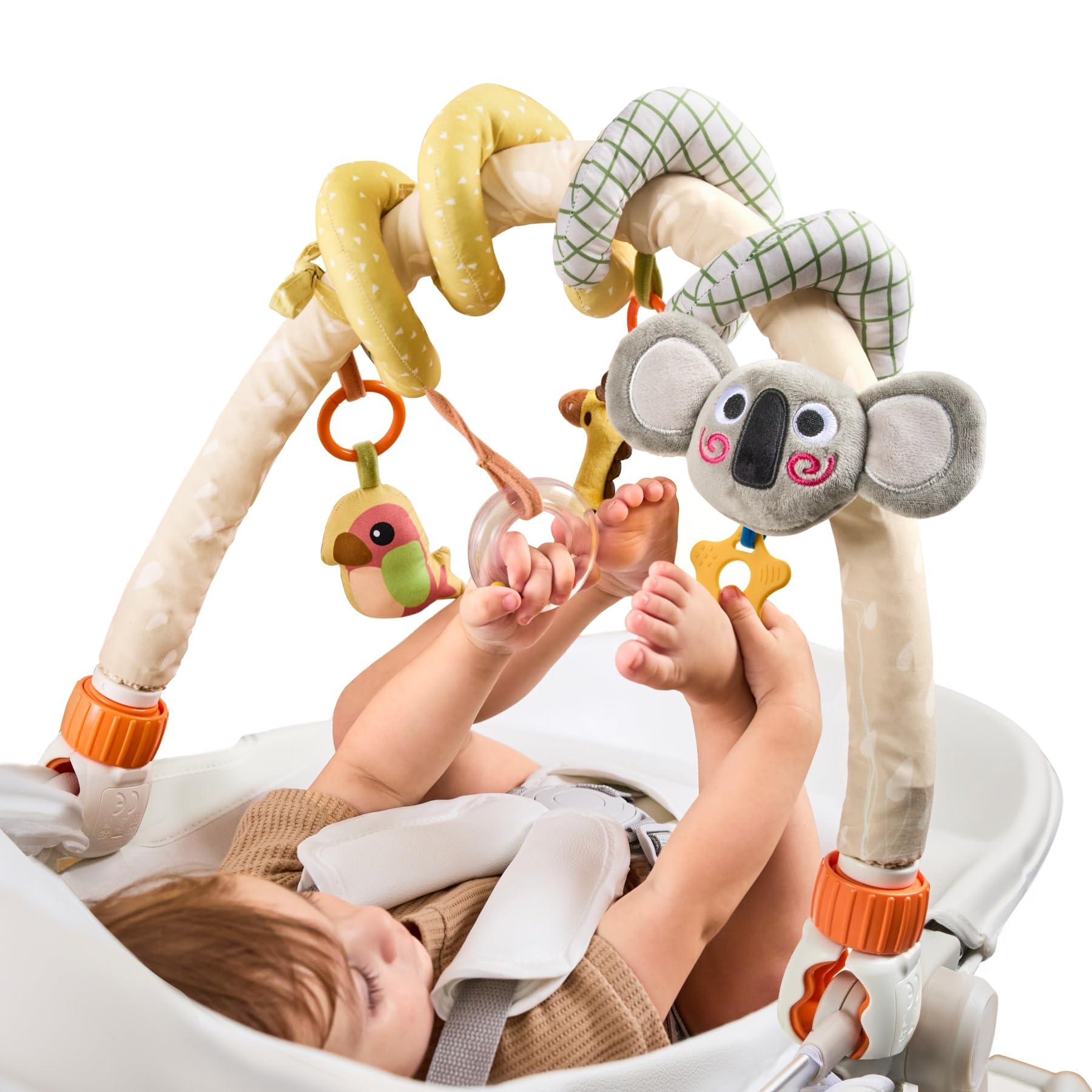 TUMAMA 2-in-1 Arco y Juguetes Espiral Carro Bebes 0 3 4 6 Meses, Juguete Hamaca Actividades Bebe Para Cochecito Carrito Cuna, Arco Juegos Tener Colgantes Sonajero y Mordedor Para Recien Nacido Regalos