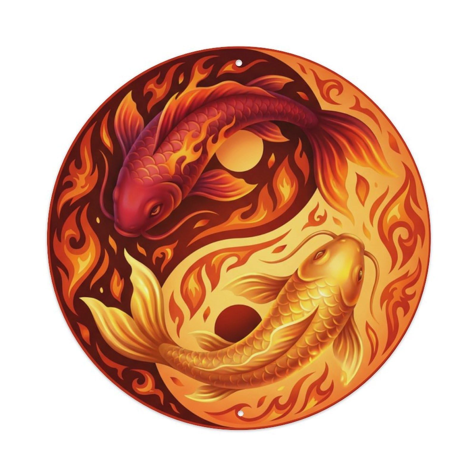 Metal Tin Sign Tai Chi Koi Fish