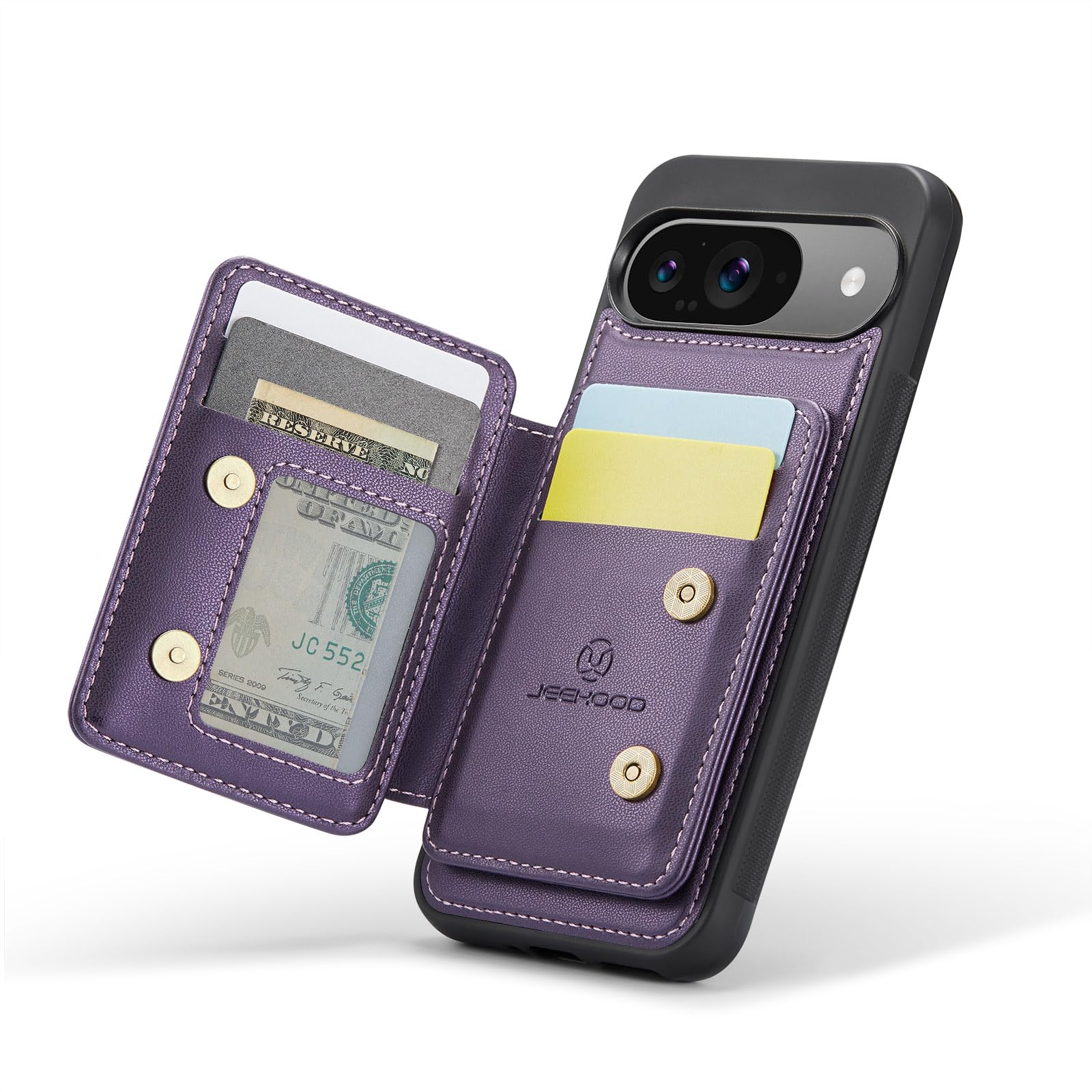 Hongxinyu Case for Google Pixel 9/9 Pro 2024,[Compatible with MagSafe] Detachable Magnetic Wallet Case with RFID Blocking Card Cash Slot Cover