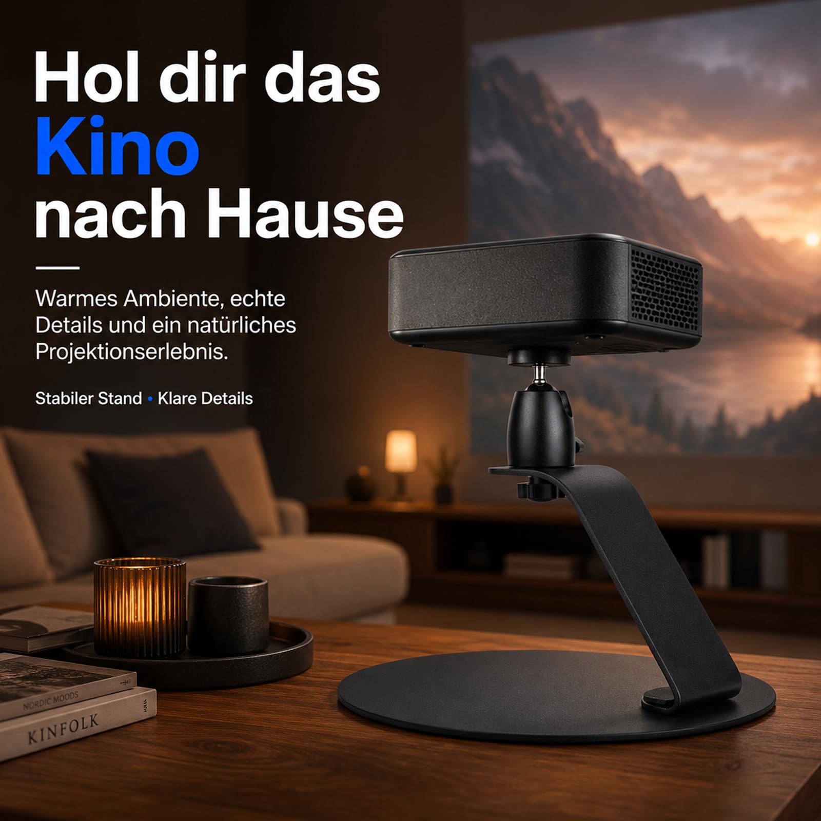 Desktop Projektorständer, Beamer Ständer 360° Drehbar Tisch Beamer Ständer mit 1/4-Zoll-Schraubschnittstelle Projektor Halterung für Mini-Projektoren Kamera Monitor (B)