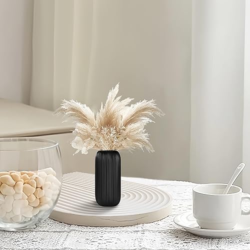 Miniatura 6 de Jarrón de cerámica para flores  Moderno jarrón pequeño y texturizado acanalado para decoración del hogar, hierba de las pampas, decorativo, granja,