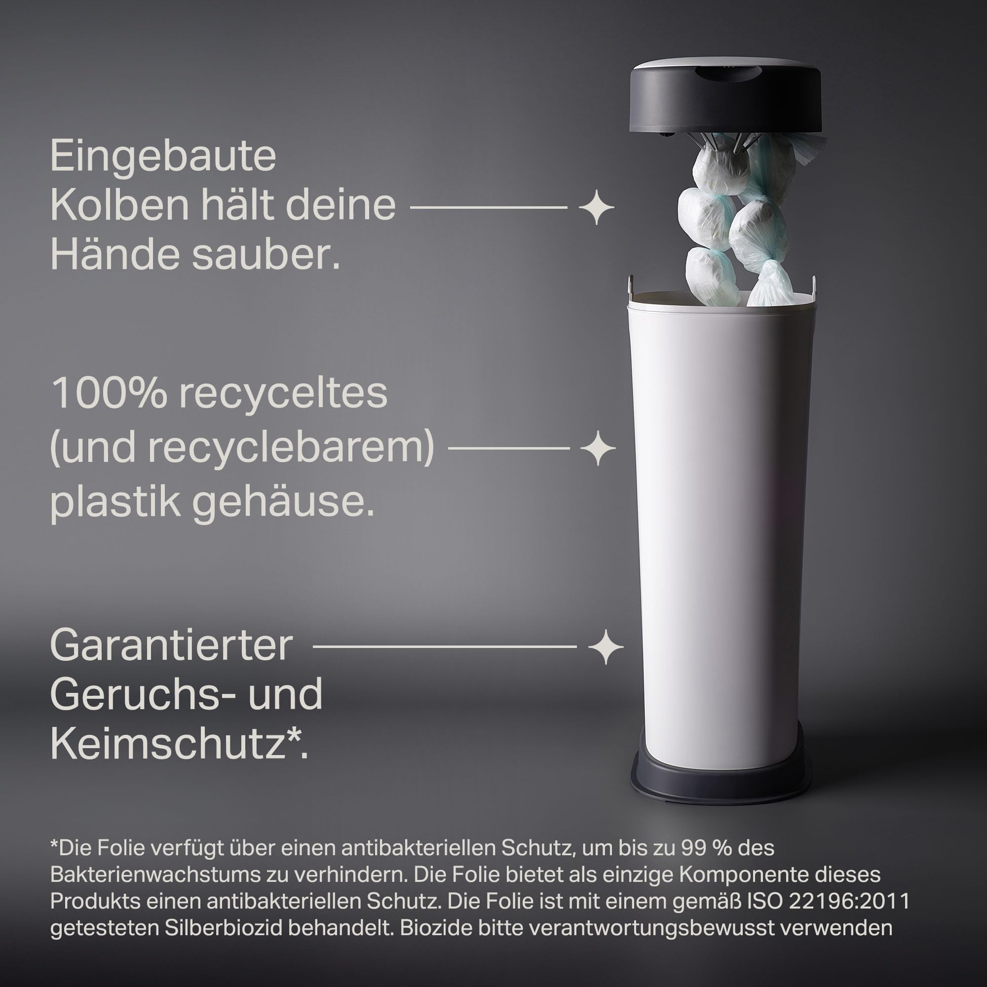 Tommee Tippee Twist & Click Windeleimer XL, Fasst bis zu 60 Windeln, Umweltfreundlicheres System mit 1 Nachfüllkassette mit Nachhaltig Bezogener Antibakterieller Greenfilm-Folie