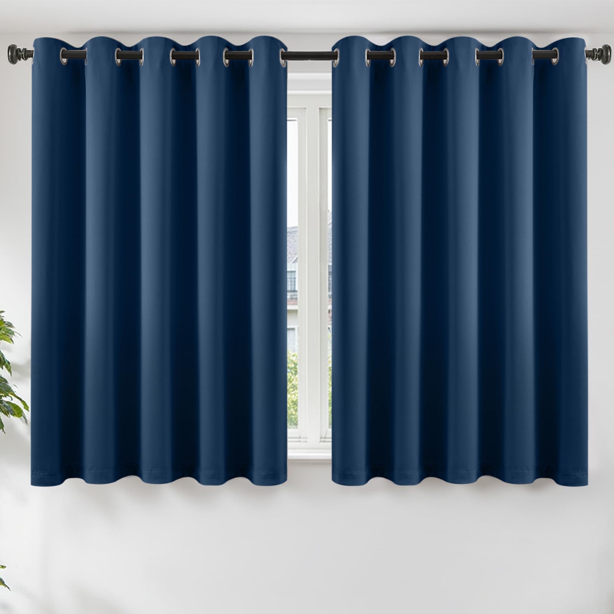 TOPICK Thermal Insulated Blackout Curtains for Bedroom, Soft Black Out Living Room Curtains 54 Drop Pair, Room Darkening Curtains with Eyelet for Nursery, W66 x L54 Inch, Navy Blue — image 1