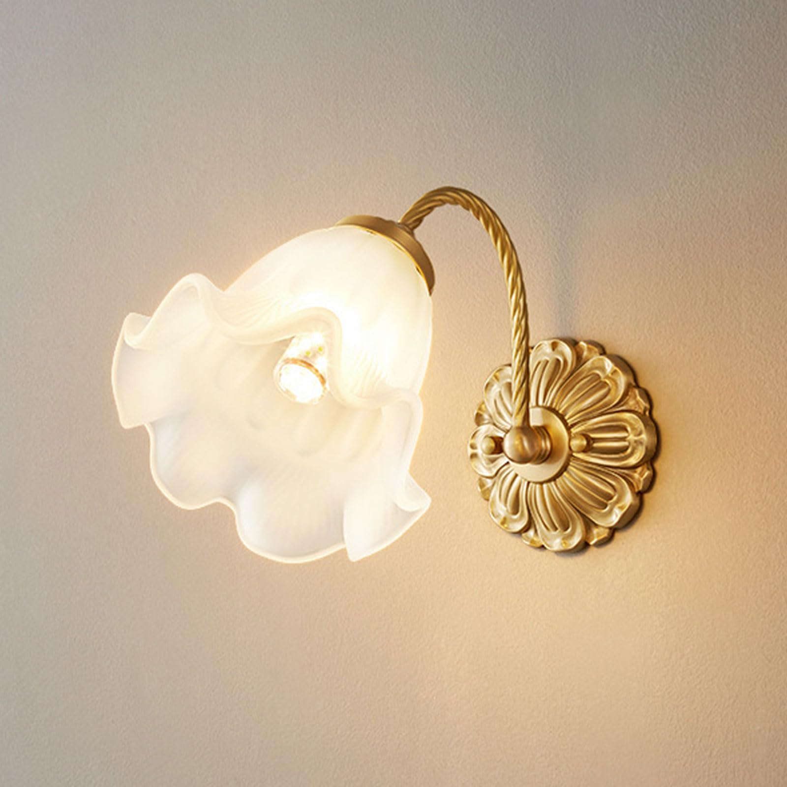 AWEITG Golden Round Wall Lamp Glass Shade - E14 Brass Lighting for Indoor and Outdoor Use(A)
