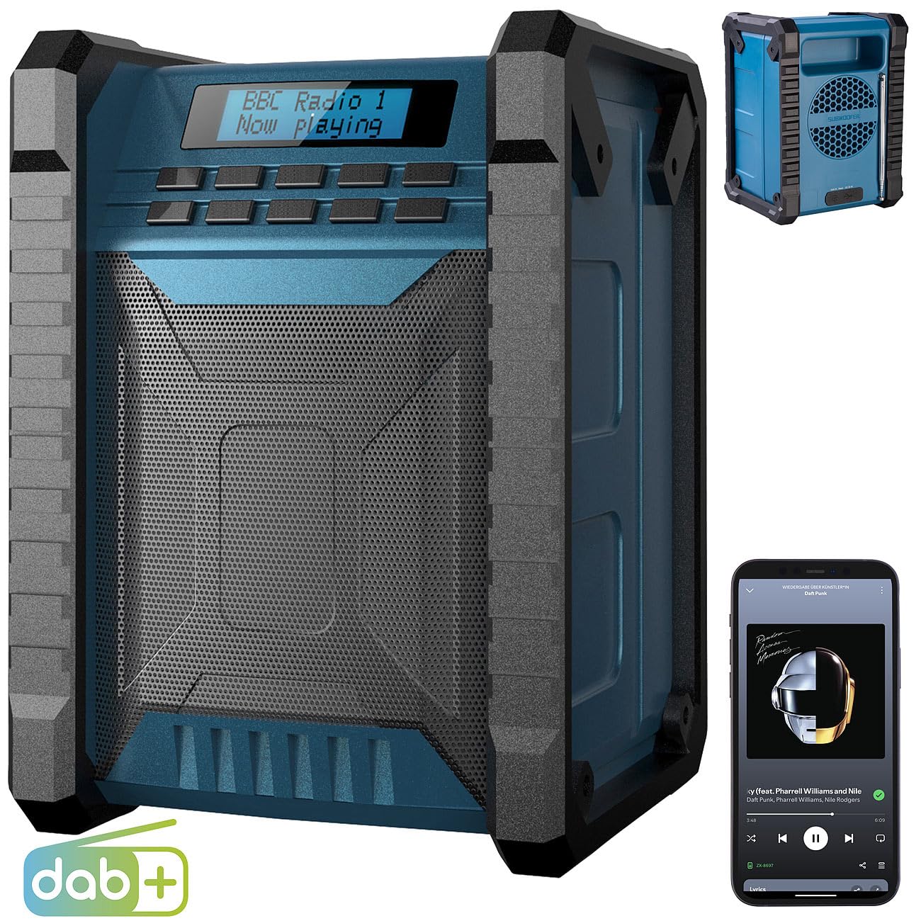 auvisio Outdoor Radio: Digitales DAB+/FM-Baustellenradio, Bluetooth, 80 Watt, IP54, Akku (Bauradio, Werkstattradio, PC)