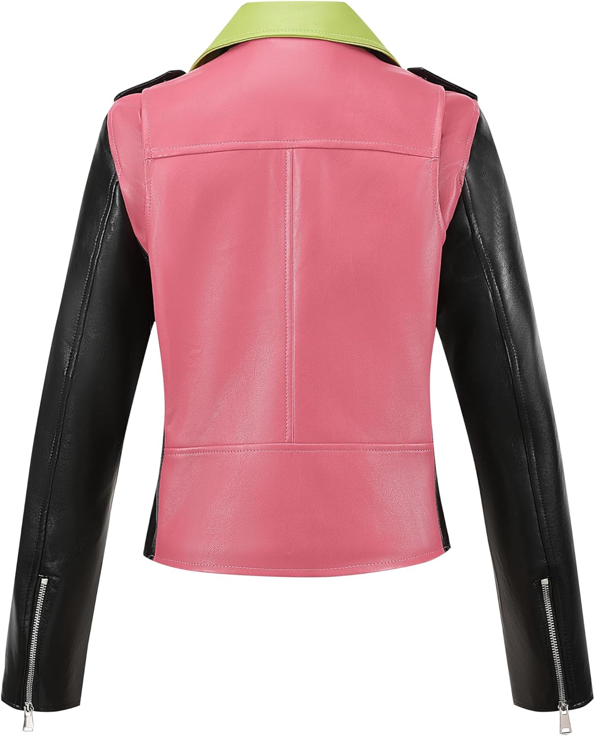 Bellivera Women's faux leather Motorcycle Jacket Zip up stand with Pockets - Image 4