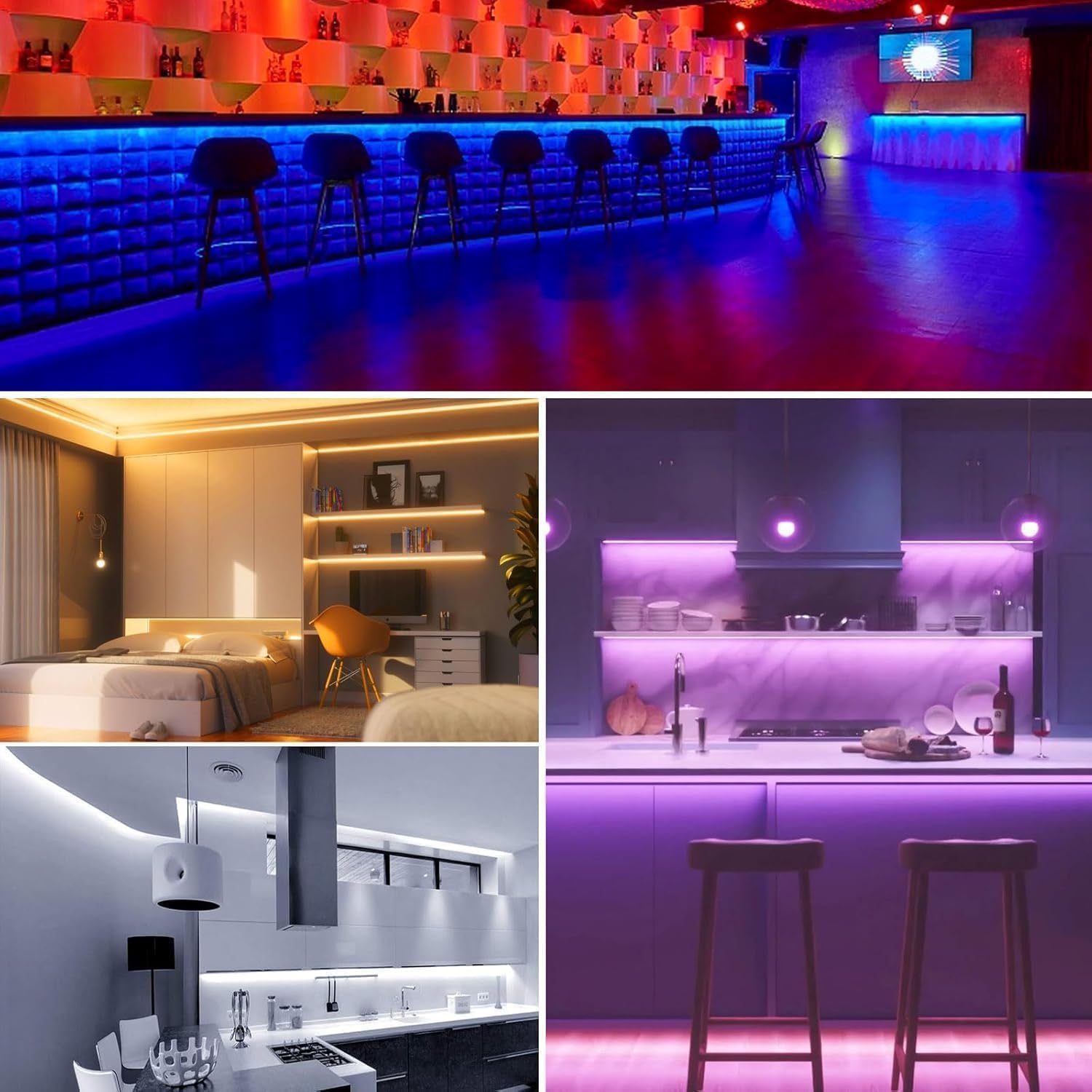 Striscia LED COB da 5 m, striscia LED RGBW 24 V, WIFI LED Band con telecomando, dimmerabile, RGB + bianco caldo, striscia LED RGBW per mobili da cucina, armadi di stoccaggio e decorazioni