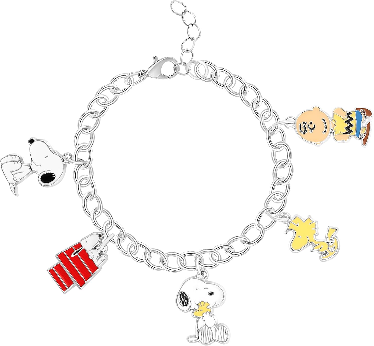Peanuts Snoopy Charm Bracelets for Women Official License, 7-7.5"+1" Fashion Bracelet Charms, Mother's Day Gifts