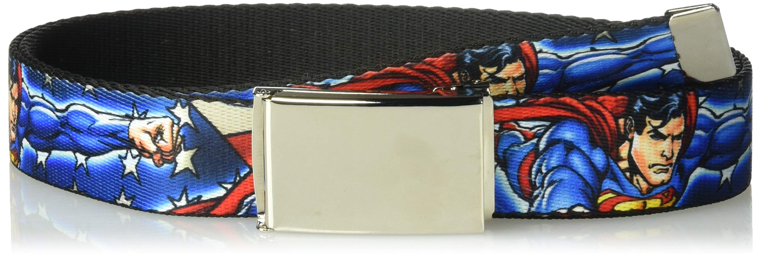 Buckle-Down Men's Web Belt Superman, Multicolor, 1.25" Wide-Fits up to 42" Pant Size