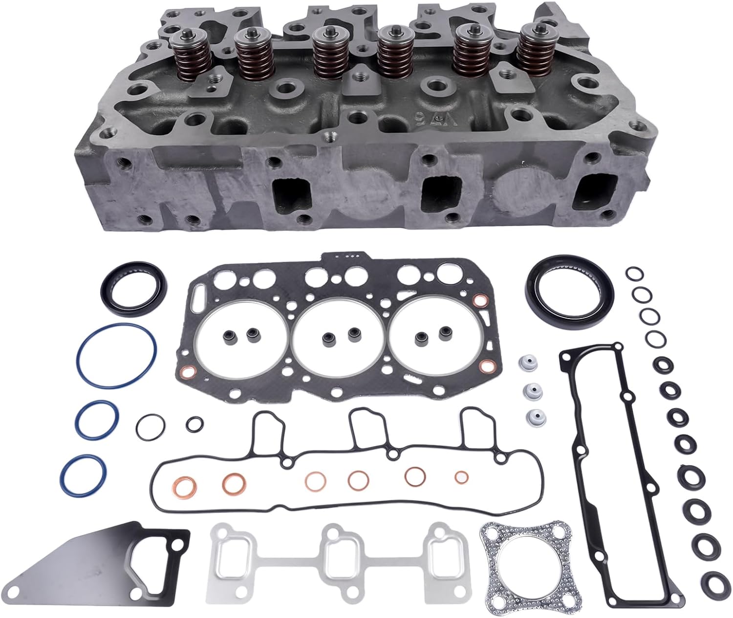 Complete Cylinder Head & Full Gasket Kit Replacement for Yanmar 3TNV80 3TNV80F Engine Generator Tractor