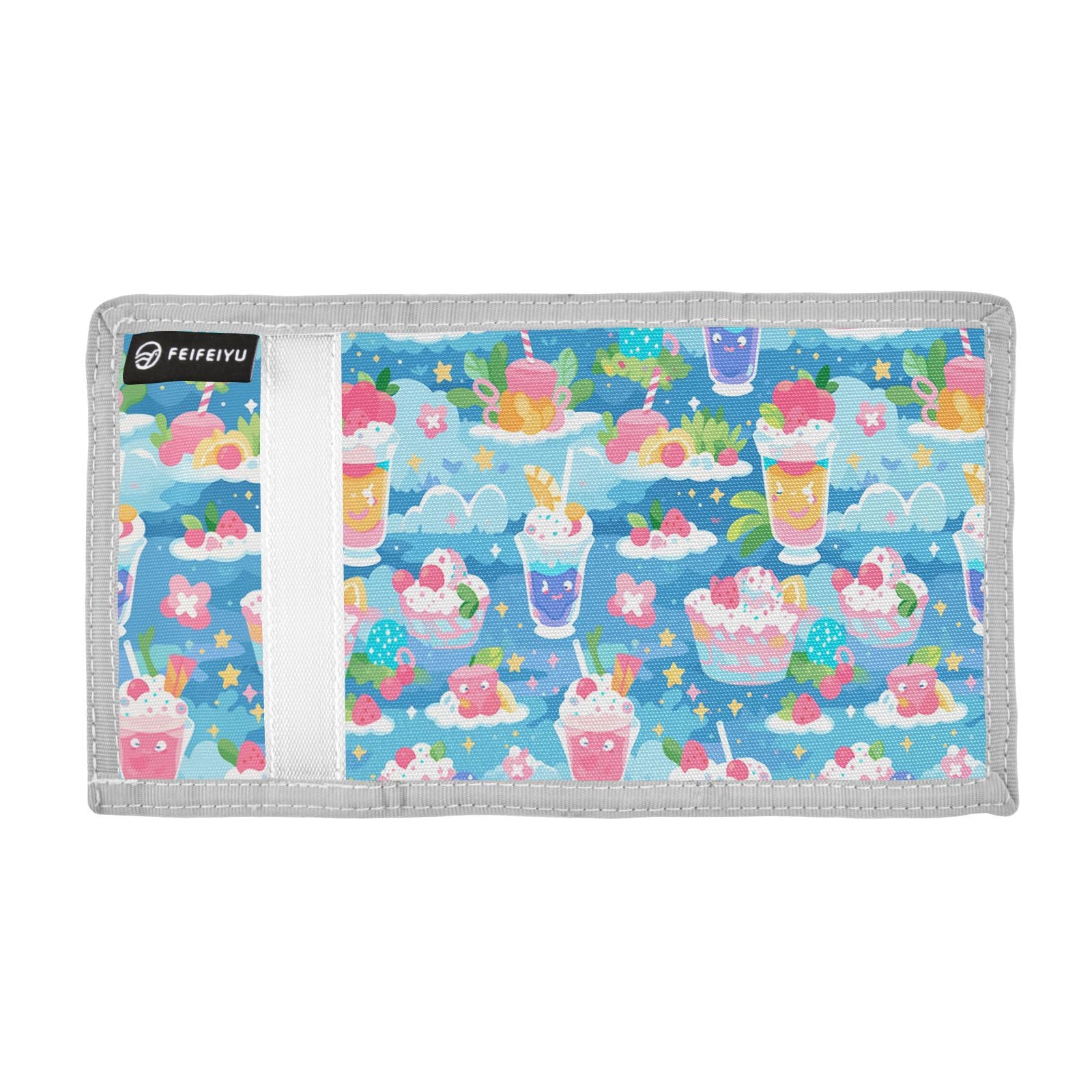 Yoogain Cartoon Coloful Cute Ice Cream money clip for womens Trendy fold wallets with lanyard