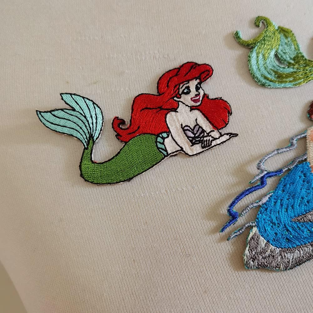 3pcs Mermaid Embroidered Patches Iron on Cartoon Motif Applique Embroidery Accessory (Mermaid B)