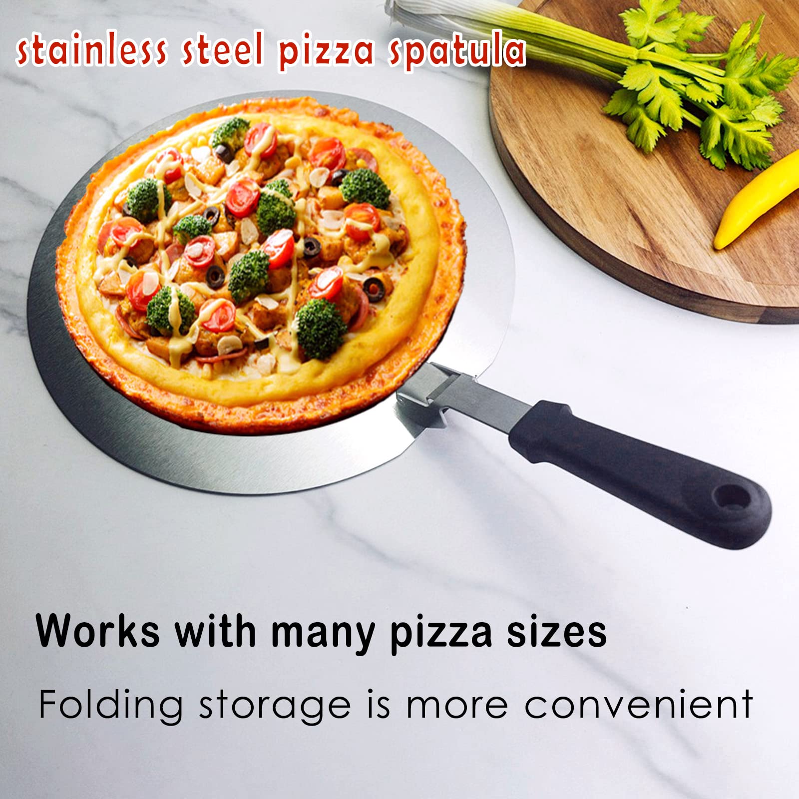 Pala Per Pizza In Acciaio Inox 12 Pollici - Manico Pieghevole, Per Forno E BBQ - Foto 8