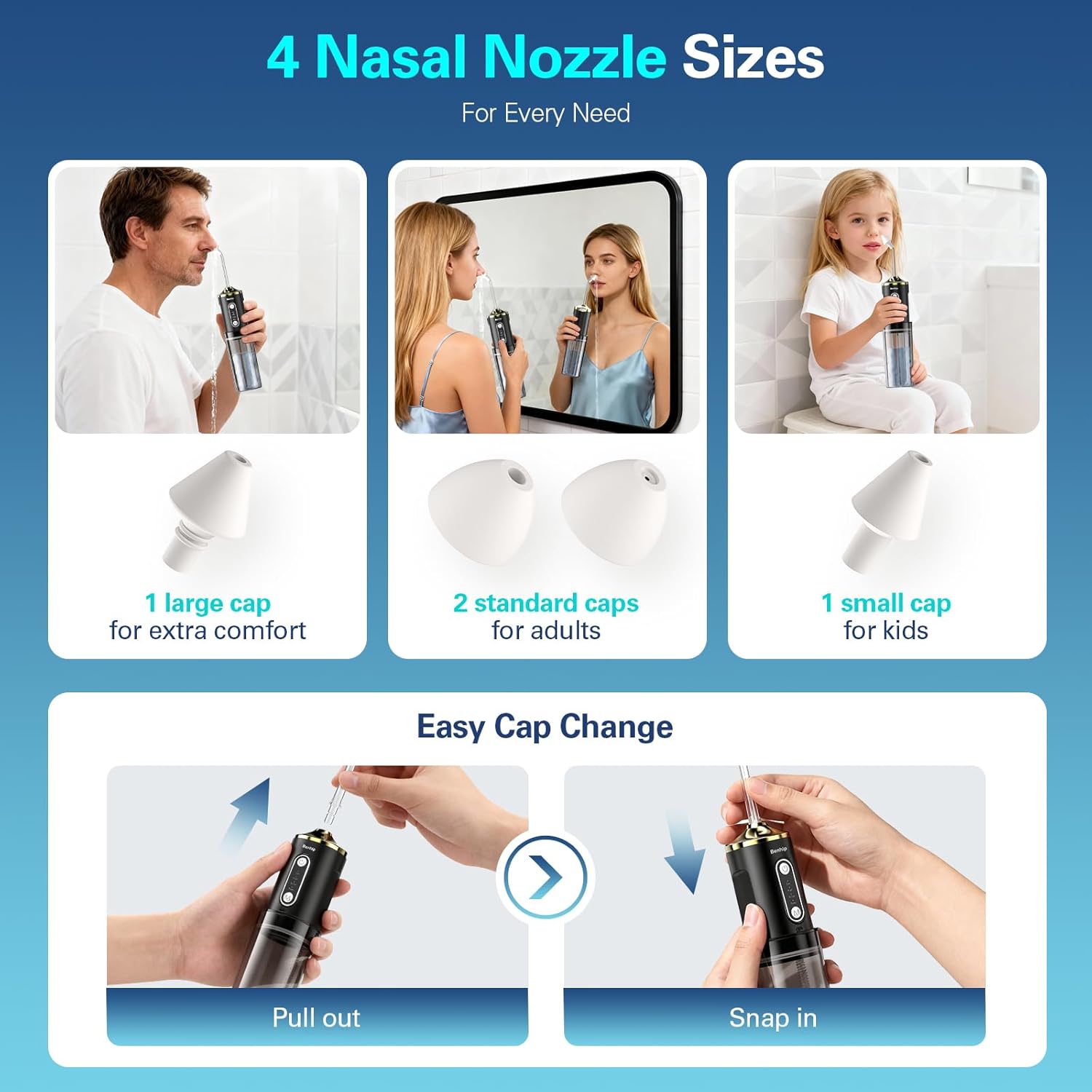 Electric Nasal Irrigation System Packets, Sinus Rinse, Neti Pot Relief System Portable for Kids/ Adults Cordless Waterproof Nasal Rinse Bottle with 60 Saline Kits Nose Wash Machine Black