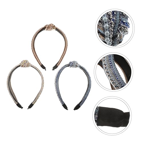 Miniatura 8 de FRCOLOR Diadema con cuentas para mujer, elegante diadema de nudo con diamantes de imitación, apta para adolescentes, niñas, mujeres, accesorio de