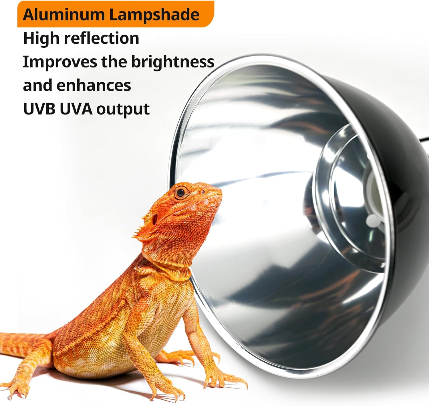 Reptile Light Fixture 2 Pack 7.5Inch Deep Dome Lamp Fixture,Optical Reflection Reptile Heat Lamp Bulb Lampshade for Bearded Dragon, Turtle, Snake and Lizard Terrarium