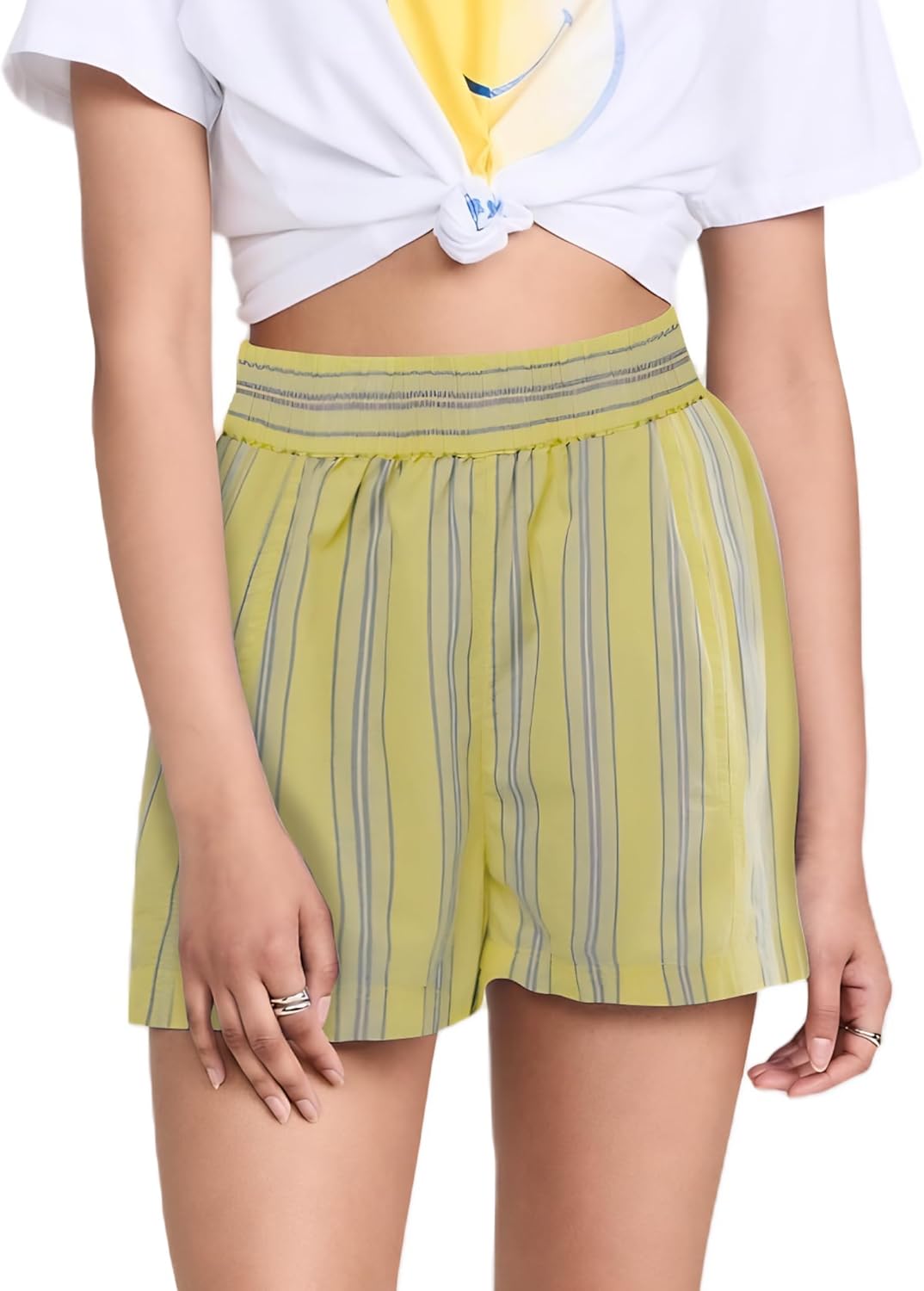 FaroDor Women's Lounge Gingham Shorts Striped Print Pajama Bottoms Boxer Shorts Sleepwear