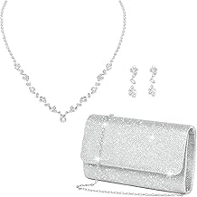 Women's Clutches, Silver Clutch Bags for Weddings with Bridesmaid Jewellery Sets, Elegant Silver Handbags for Women, Perfect for Wedding Ceremonies and Formal Events