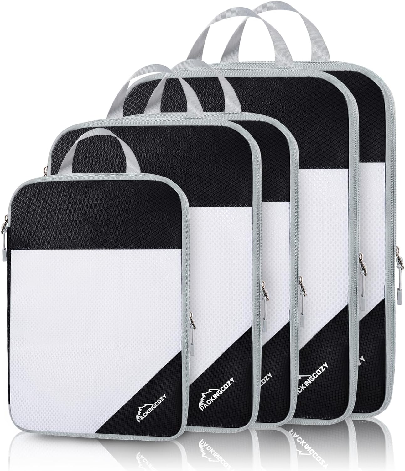 OPLEBEPECompression Packing Cubes, 5 Set Packing Cubes for Travel Compression, Lightweight Compressible Package Organizer for Carry On and Suitcases, BlackOEKO-TEX STANDARD 100