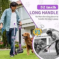 Vista 4 de UPSKY Recogedor de excrementos de 32 pulgadas para perros grandes y pequeños, pala de mango largo con bolsas de desechos, herramienta portátil