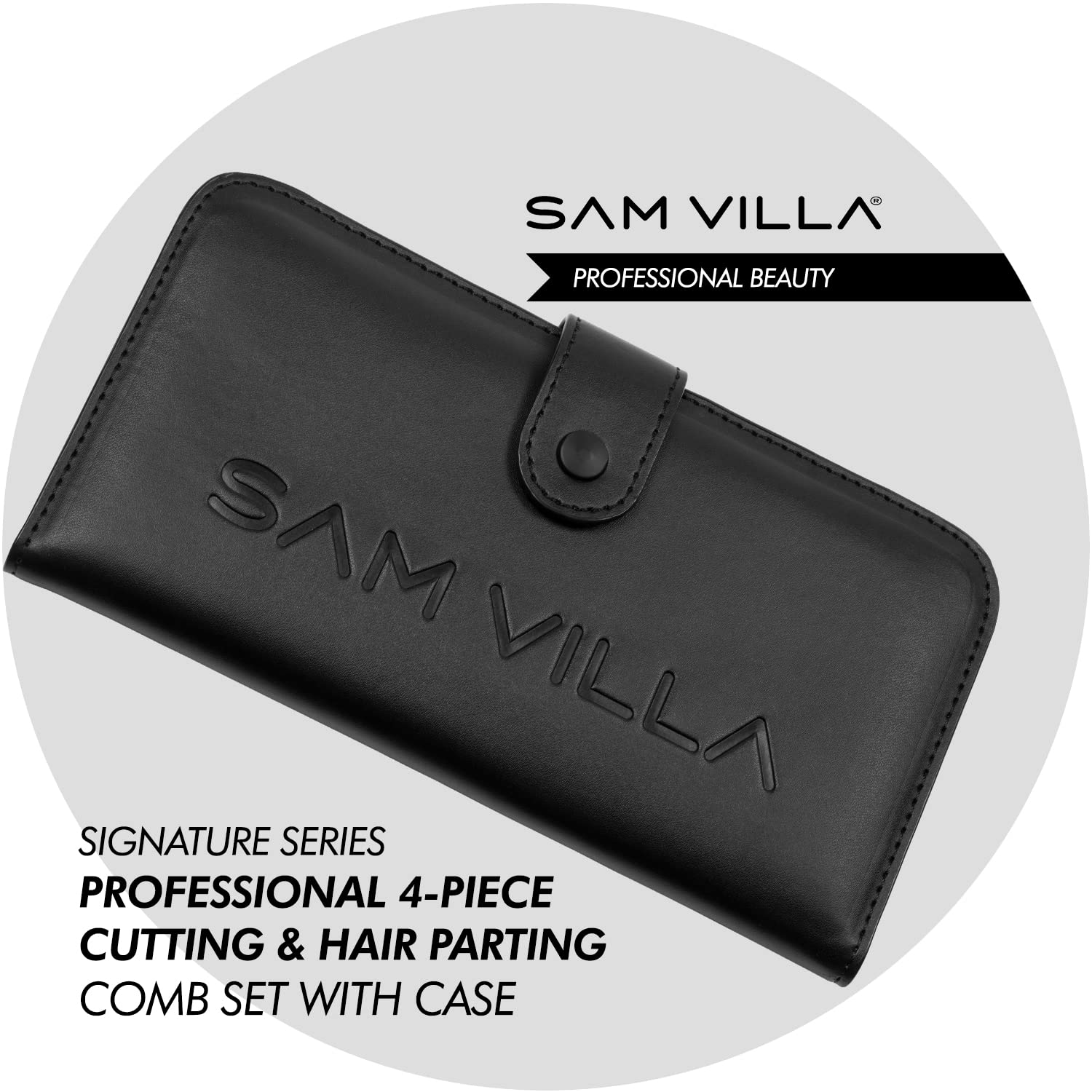 Sam Villa Artist Series Professional Detailing Hair Comb With Handle & Hair Parting Comb, Set of 4