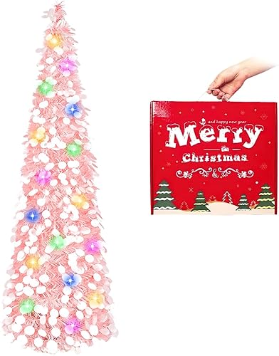 MACTING - Árbol de Navidad de oropel de 5pies con soporte