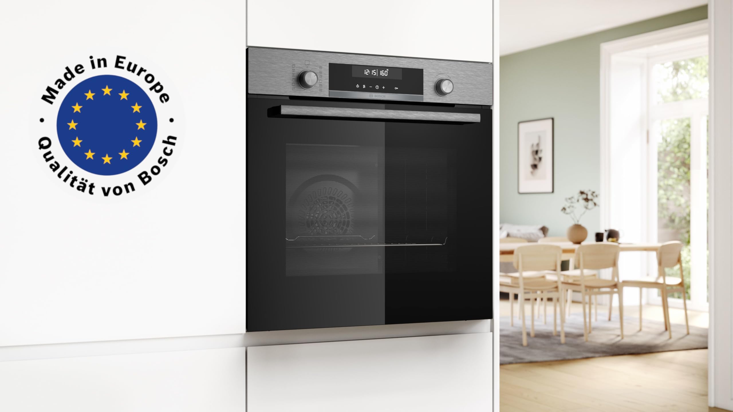 Bosch HBD672LS83 Einbau-Backofen-Set bestehend aus Einbau-Backofen 60 cm HBG578BS3 Serie 6 & Elektro-Kochfeld 80 cm PKH845BB1D Serie 4, 71 l, Pyrolyse, Air Fry, Touch Select, Bräterzone, Edelstahl