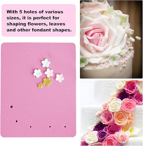 Miniatura 2 de Almohadilla de espuma de fondant, alfombrilla rectangular de esponja para pasteles con 5 agujeros para decoración de pasteles, pasta de bricolaje,