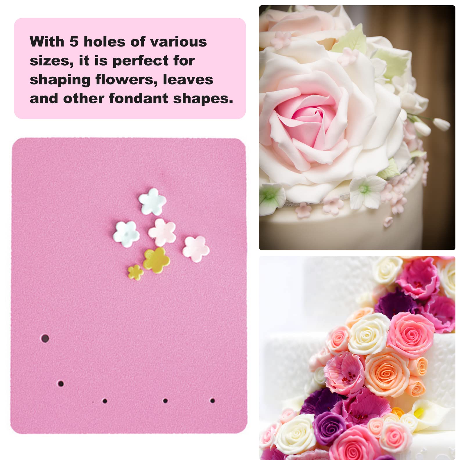 Fondant Foam Pad, Rectangular Fondant Cake Sponge Pad Mat with 5 Holes for Cake Decoration personally constructed Paste/Sugar Flower/Gum/Chocolate/Clay Modelling Tools Drying Tray(9 6x7 3 inch)