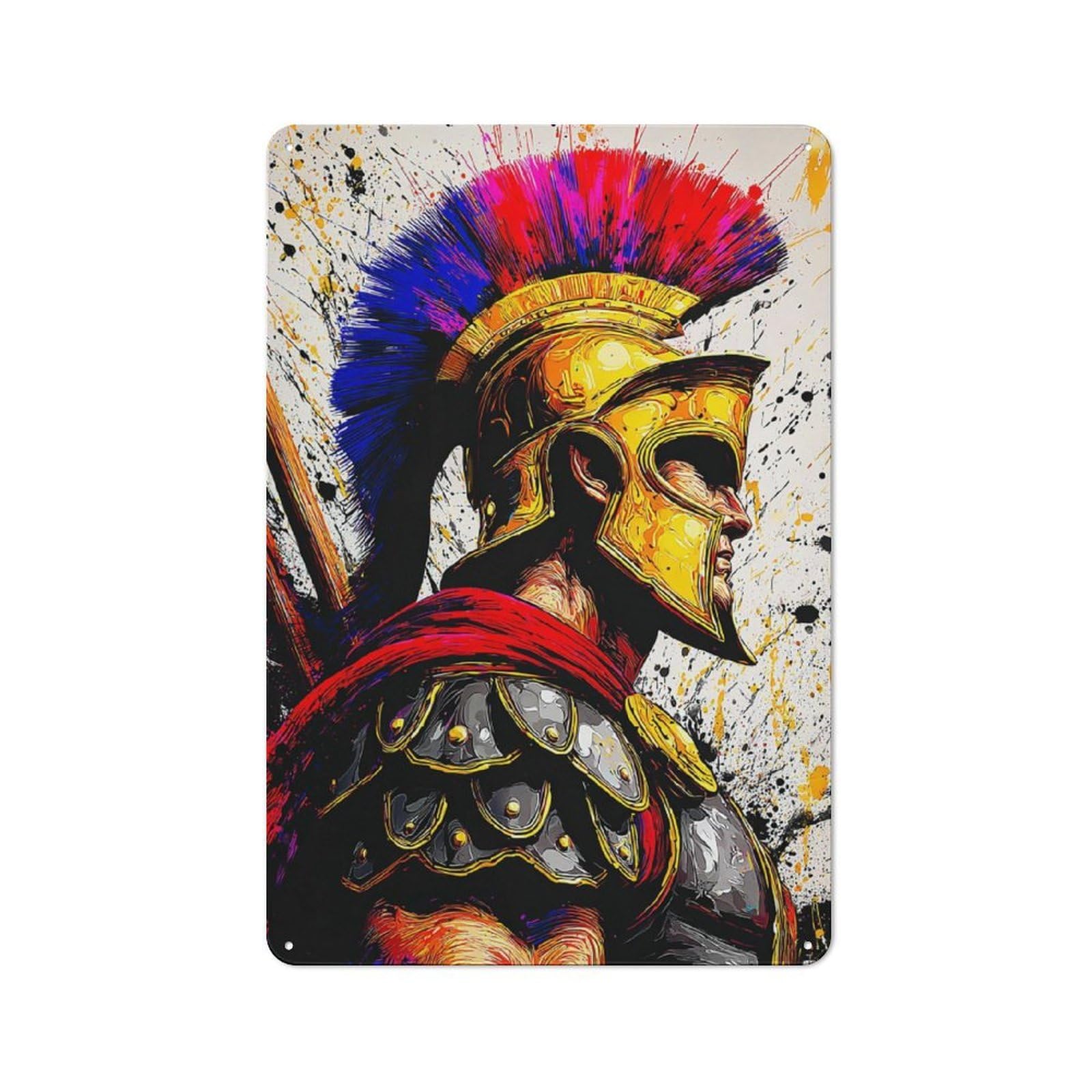 Junmoney Vibrant Roman Soldier Artwork Retro Metal Sign 30X20cm For Living Room Or Hallway, For Updating Living Room And Hallway After Moving