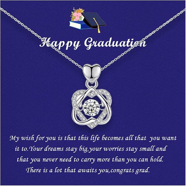 RYANDYPE Graduation Gifts for Her Sterling Silver Heart Necklace Class of 2022 Graduation Gifts for College High School