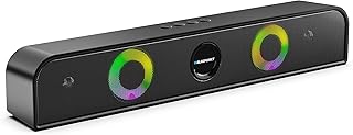 Blaupunkt SBA10 Kolors (2025 Launch) 16W Bluetooth Soundbar |Dual Passive Radiators I Dual Ring Lights | Aero Edge Design | USB, AUX, BT, TWS | 8H Playtime | Portable Bluetooth Speaker (Black)