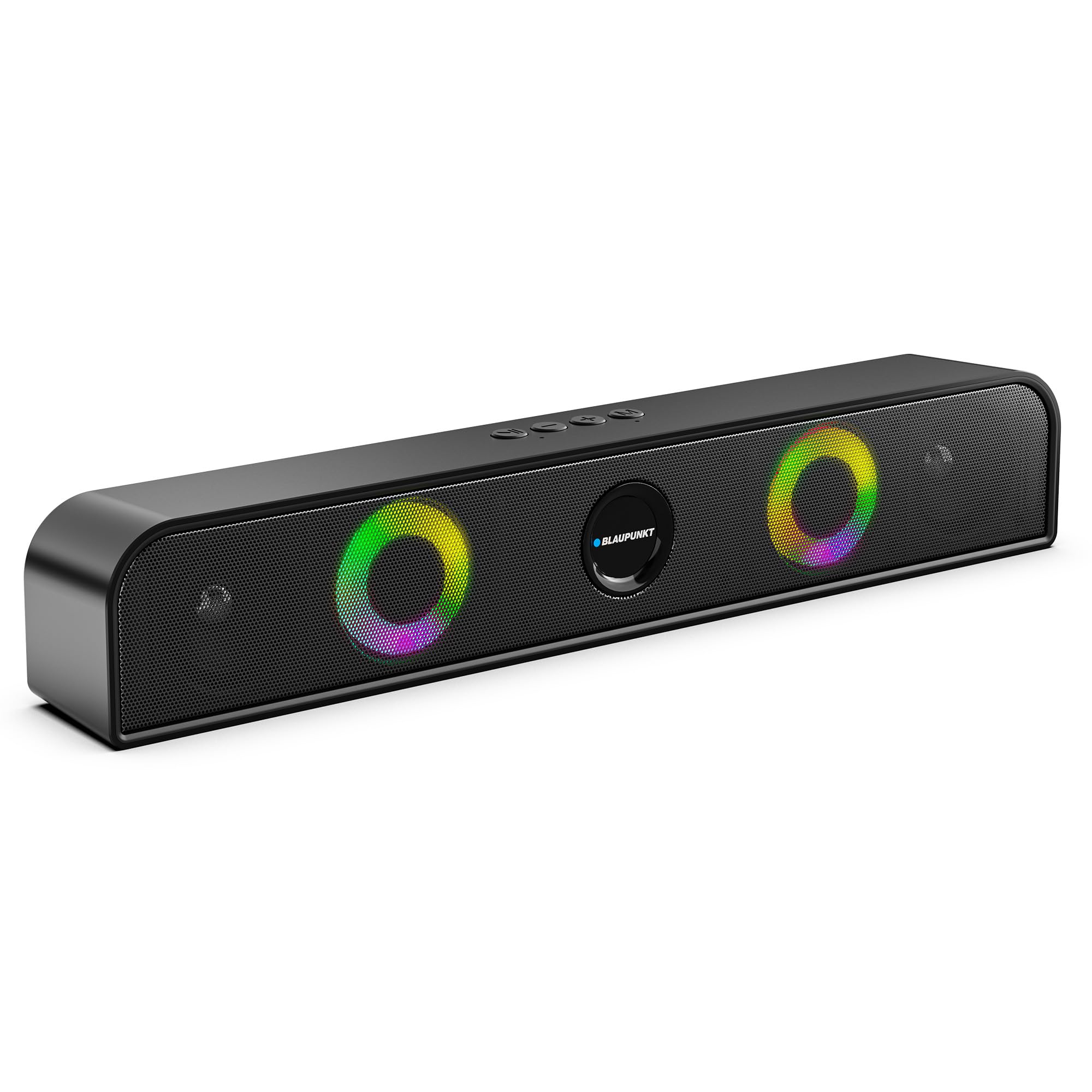 Blaupunkt SBA10 Kolors (2025 Launch) 16W Bluetooth Soundbar |Dual Passive Radiators I Dual Ring Lights | Aero Edge Design | USB, AUX, BT, TWS | 8H Playtime | Portable Bluetooth Speaker (Black)-image-5