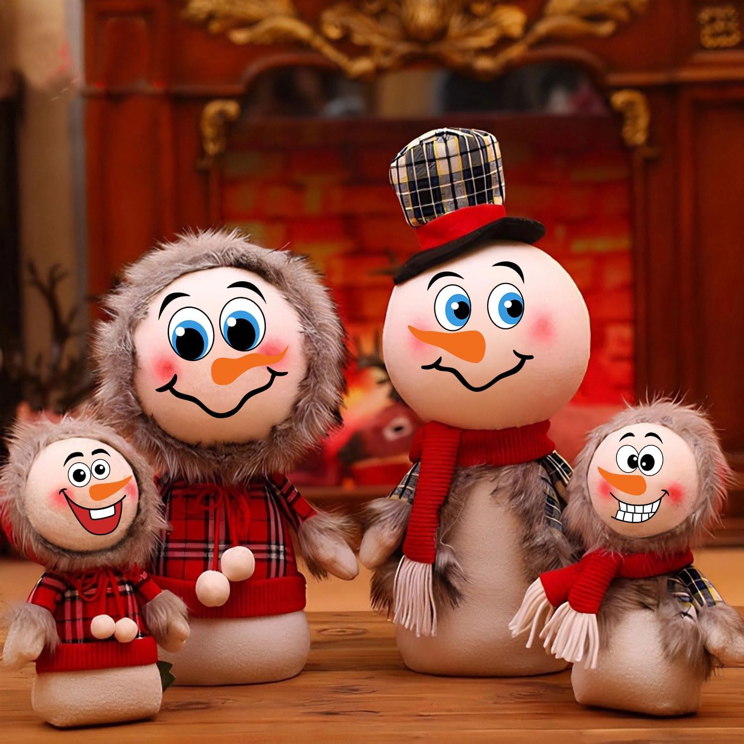 36pcs Snowman Face Stickers for Crafts Christmas Ornaments, Vinyl Rub on Transfers UV Decals, Cute Snowman Face Stickers for Xmas Winter Holiday Window Glass Cups Balls Jars Home Decorations