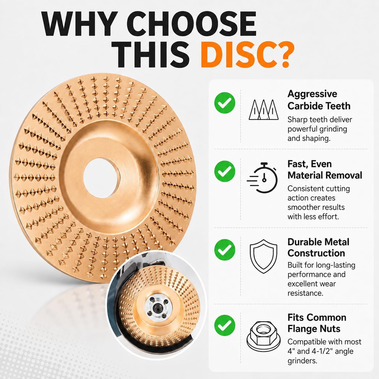 Tungsten Carbide Cutting Wheel, Angle Grinder Sanding Wood Carving Disc