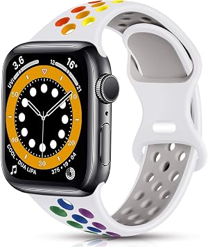 Amazon.com: Correa deportiva compatible con Apple Watch de 1.50 y 1.58  pulgadas para mujeres y hombres, correa de repuesto de silicona  transpirable para iWatch Series 1/2/3/4/5/6/SE : Celulares y Accesorios