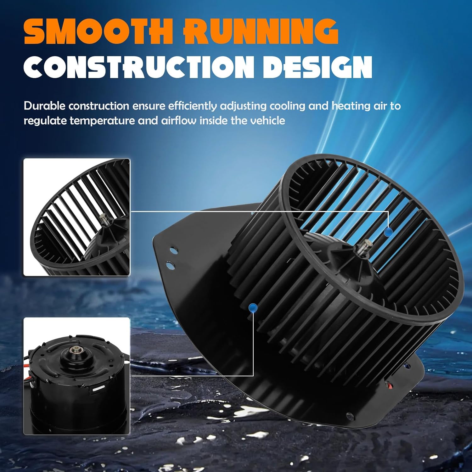 AC Heater Blower Motor HVAC with Fan Cage for 1980-1986 Ford Bronco, 1987-1991 Ford Country Squire, 1987-1991 Ford LTD Crown Victoria, 2003 2004 Mercury Marauder, 700014, 1W7Z 19805 BA