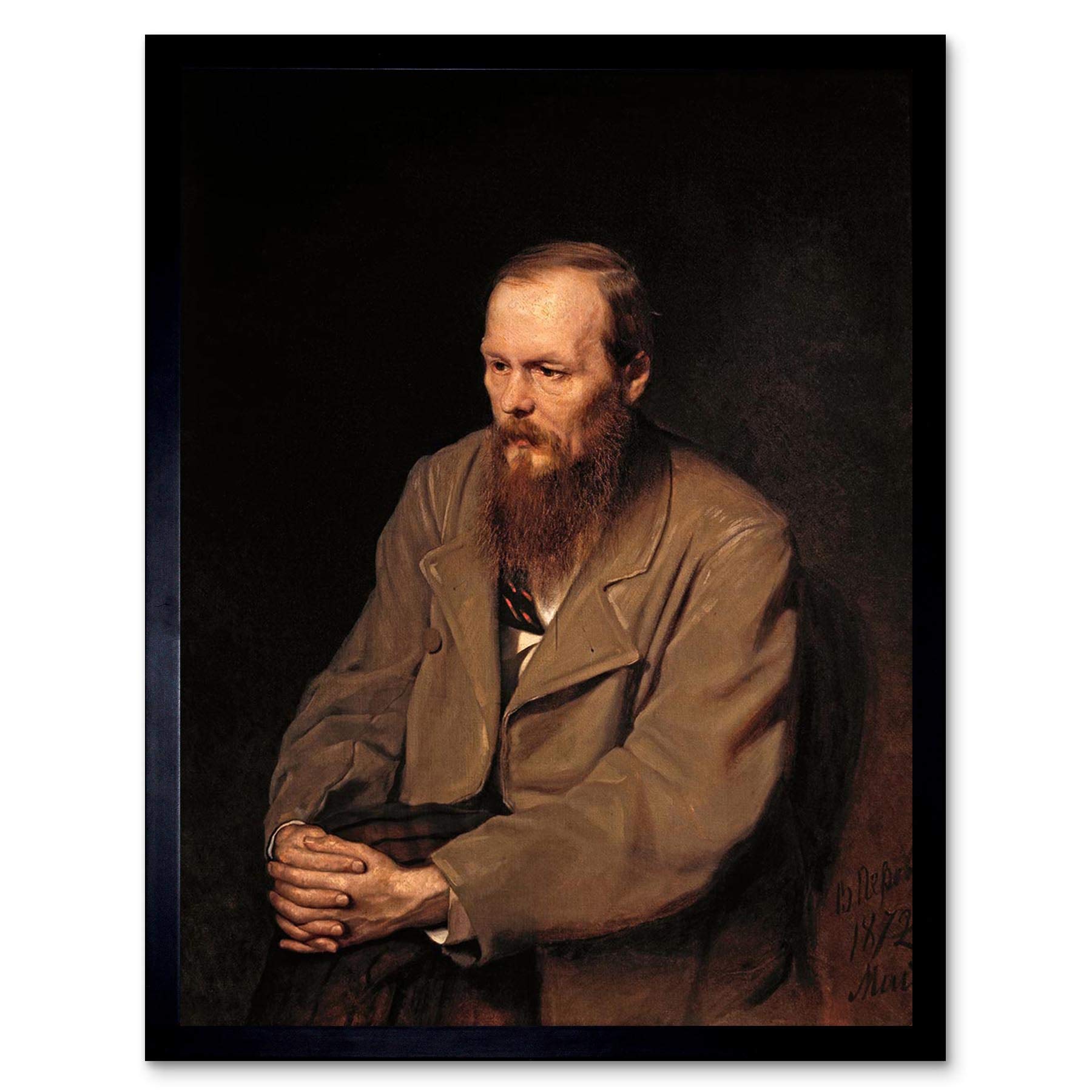 Wee Blue Coo Painting Portrait Perov Author Fyodor Dostoyevsky Art Print Framed Poster Wall Decor 12X16 Inch